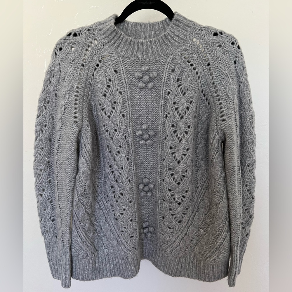 J Crew Cable Knit Pointelle Sweater